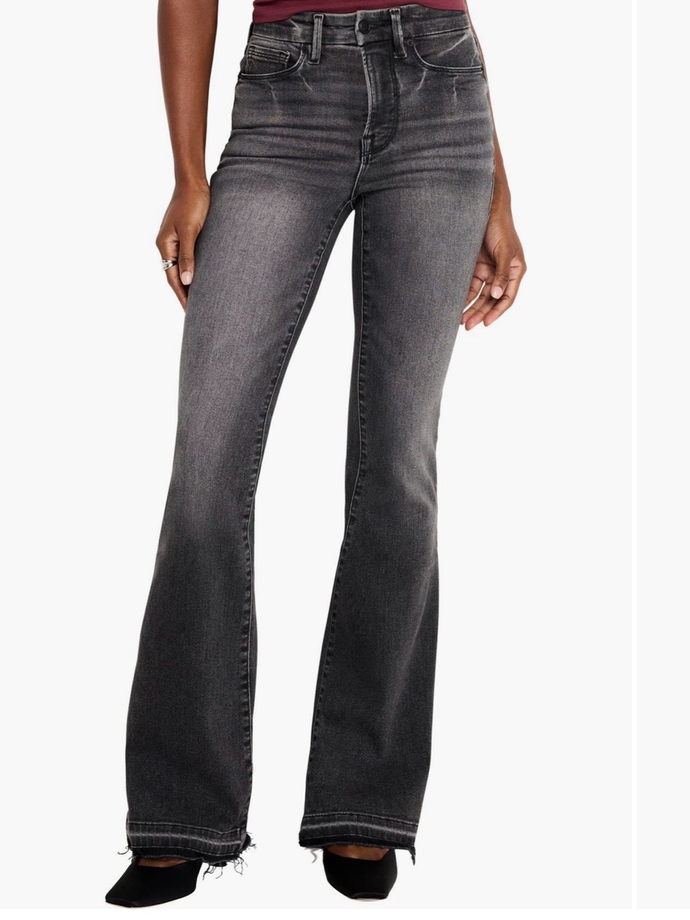 Good American High-Rise Gray Flare Jeans